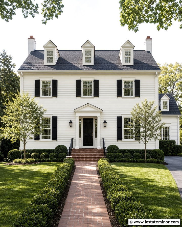 Off White Siding With Black Shutters - 30 Off White House Design With Siding Ideas