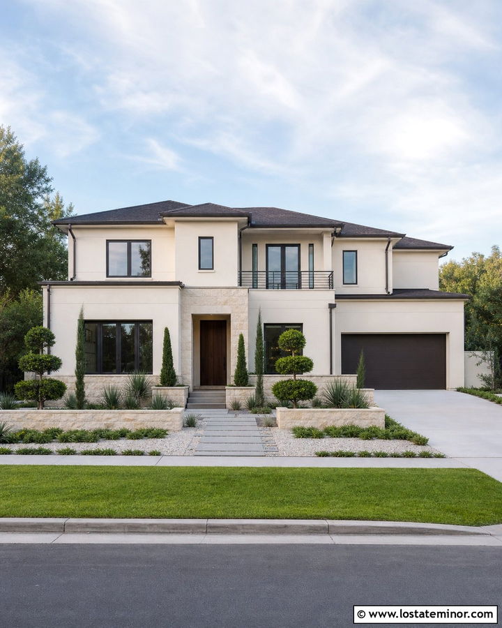 Off White Siding With Bronze Windows - 30 Off White House Design With Siding Ideas