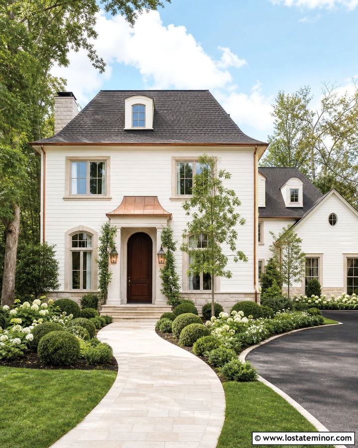 Off White Siding With Copper Accents - 30 Off White House Design With Siding Ideas