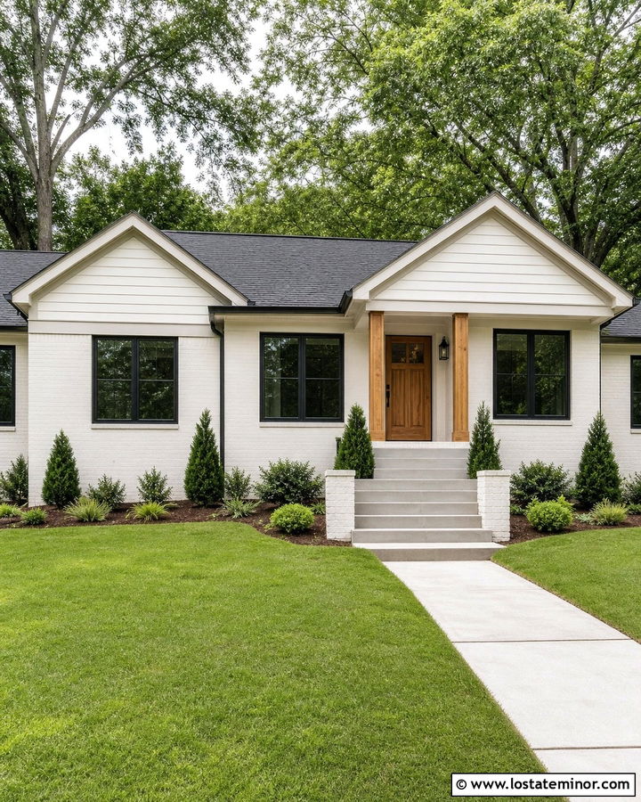 Off White Siding With Painted Brick - 30 Off White House Design With Siding Ideas