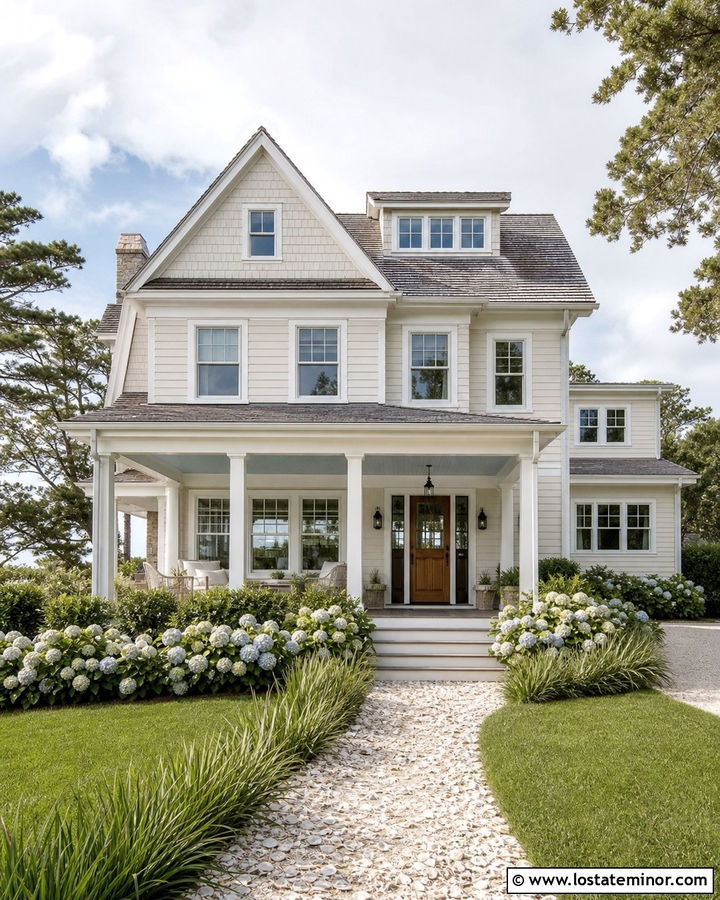 Off White Siding With White Trim - 30 Off White House Design With Siding Ideas