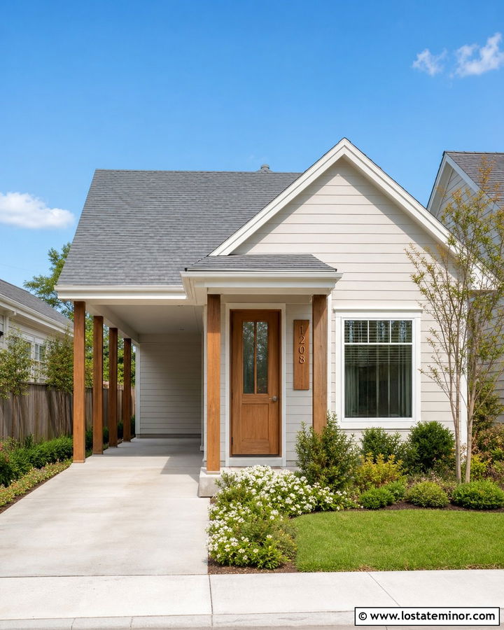 Off White Small House With Single Carport - 30 Off White House Design With Carport Ideas
