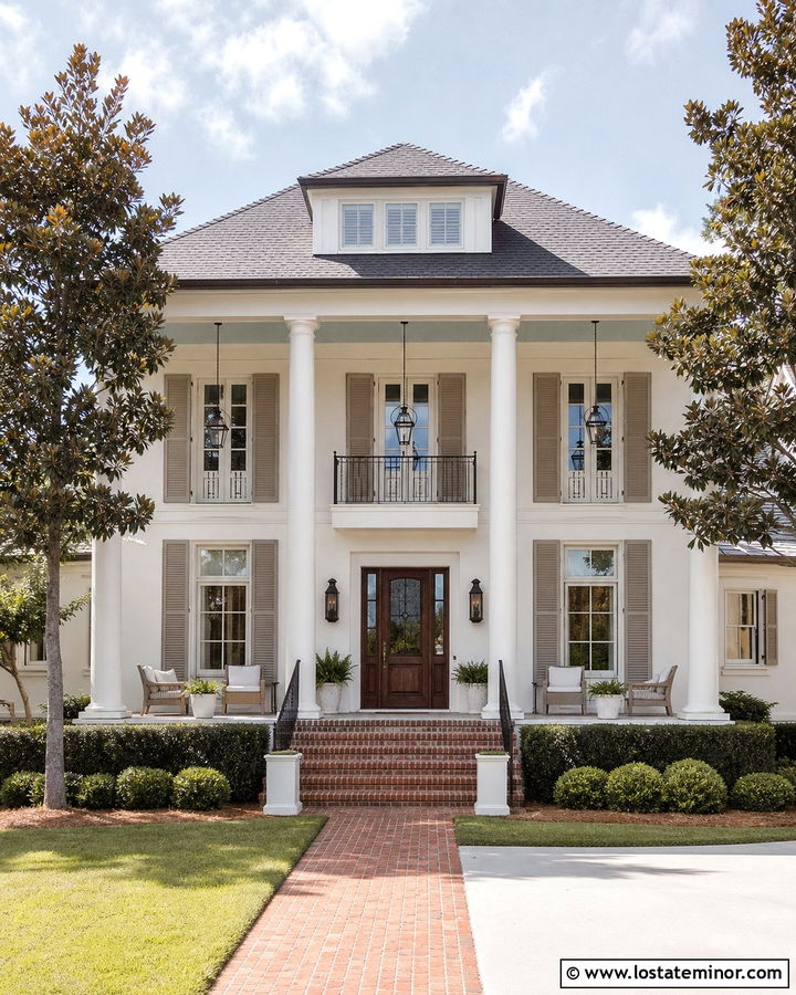Off White Southern House With Hanging Lanterns - 30 Off White House Design With Light Fixtures Ideas