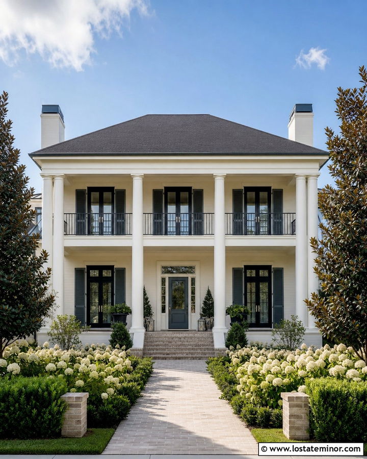 Off White Southern House With Two Story Porch Columns - 30 Off White House Design With Porch Columns Ideas