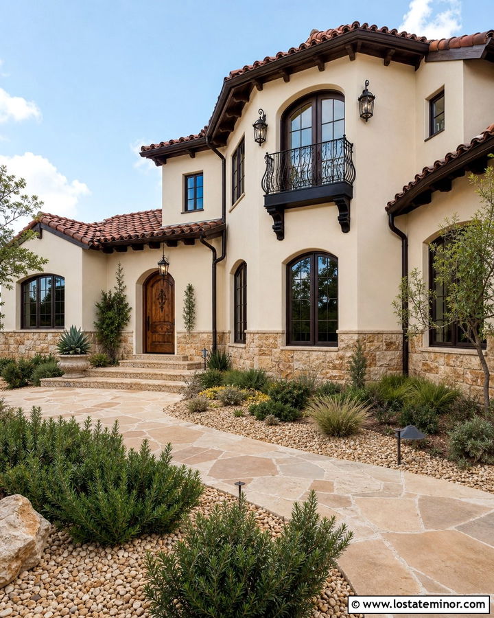 Off White Spanish House With Sandstone Wainscoting - 30 Off White House Design With Wainscoting Ideas