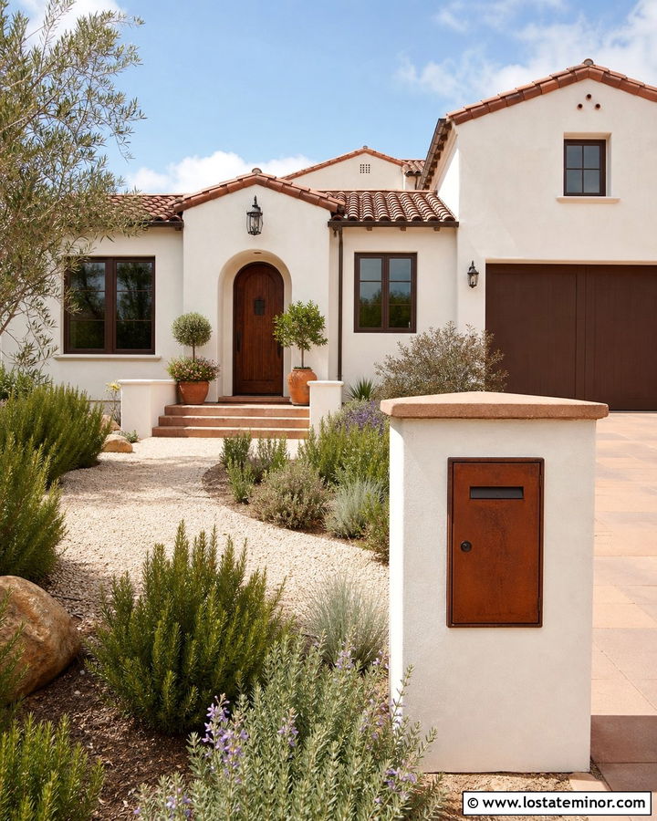 Off White Spanish House With Terracotta Mailbox - 30 Off White House Design With Mailbox Ideas