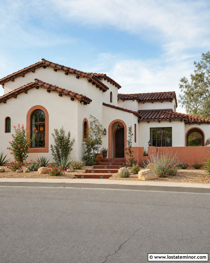 Off White Spanish House With Terracotta Trim - 30 Off White House Design With Trim Ideas