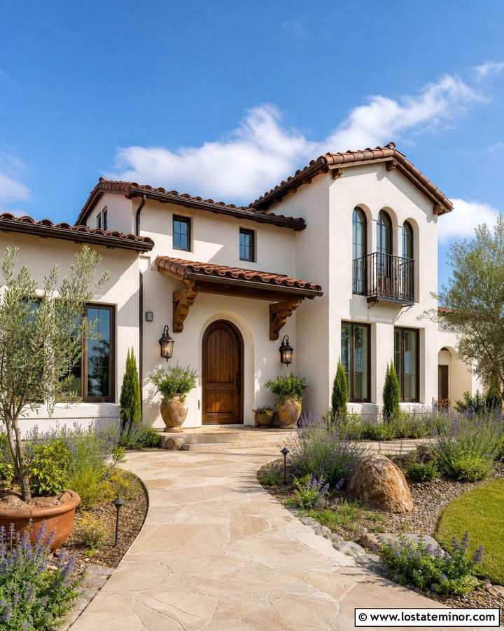 Off White Stucco House With Terracotta Awning - 30 Off White House Design With Awning Ideas