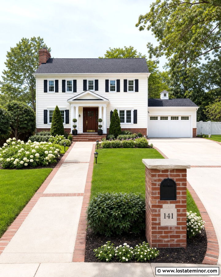 Off White Traditional House With Brick Mailbox - 30 Off White House Design With Mailbox Ideas
