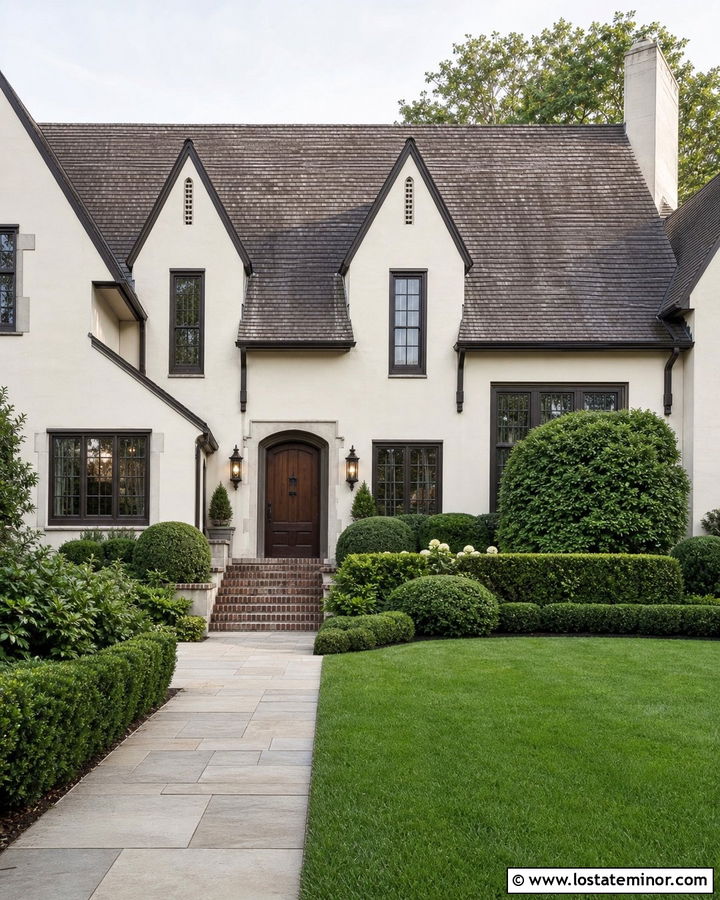 Off White Tudor House With Steep Dormers - 30 Off White House Design With Dormers Ideas