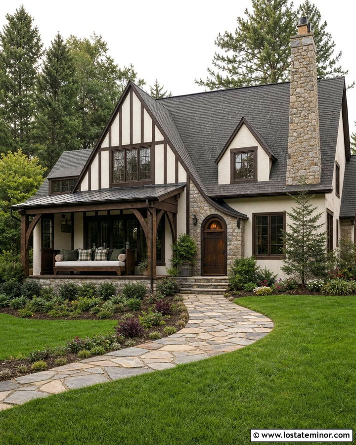 Off White Tudor With Dark Wood Daybed - 30 Off White House Design With Daybed Ideas