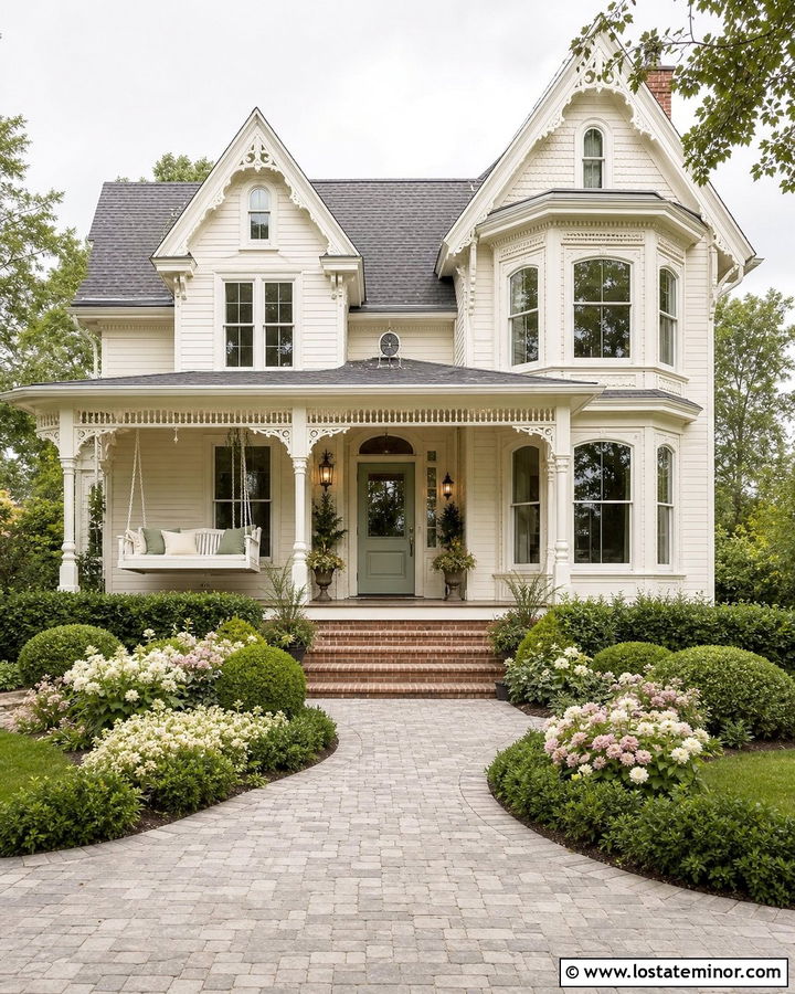 Off White Victorian House With Swing Daybed - 30 Off White House Design With Daybed Ideas