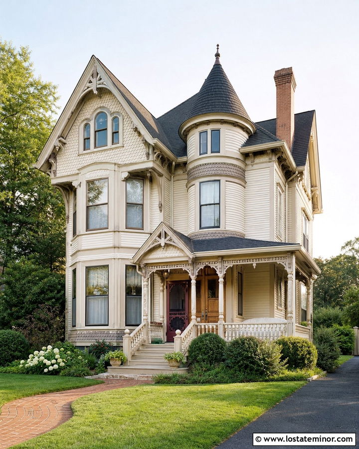Off White Victorian With Burgundy Screen Door - 30 Off White House Design With Screen Door Ideas