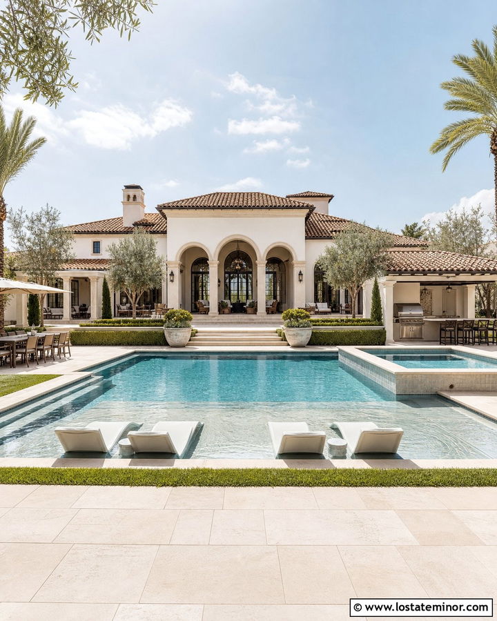 Off White Villa With Resort Pool - 30 Off White House Design With Swimming Pool Ideas