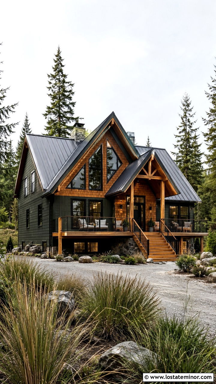 Olive Green A Frame With Cedar Shake Siding - 30 Olive Green House Design With Cedar Shake Ideas