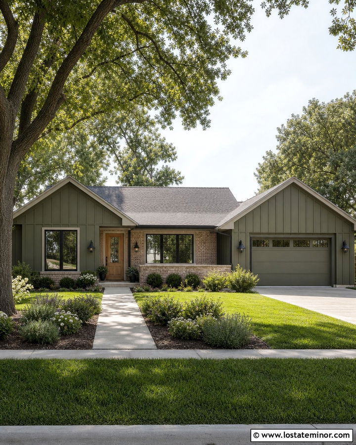 Olive Green Board and Batten Ranch House - 30 Olive Green House Design With Board and Batten Ideas