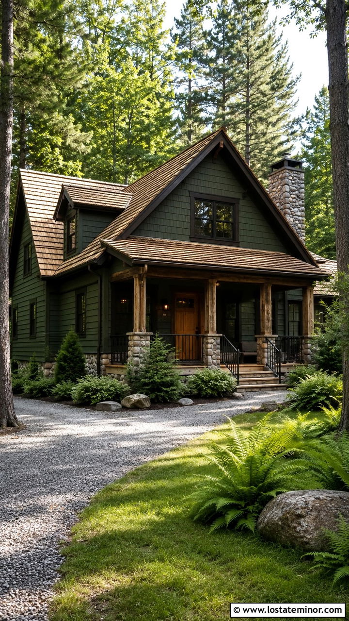Olive Green Cabin With Cedar Shake Roof - 30 Olive Green House Design With Cedar Shake Ideas