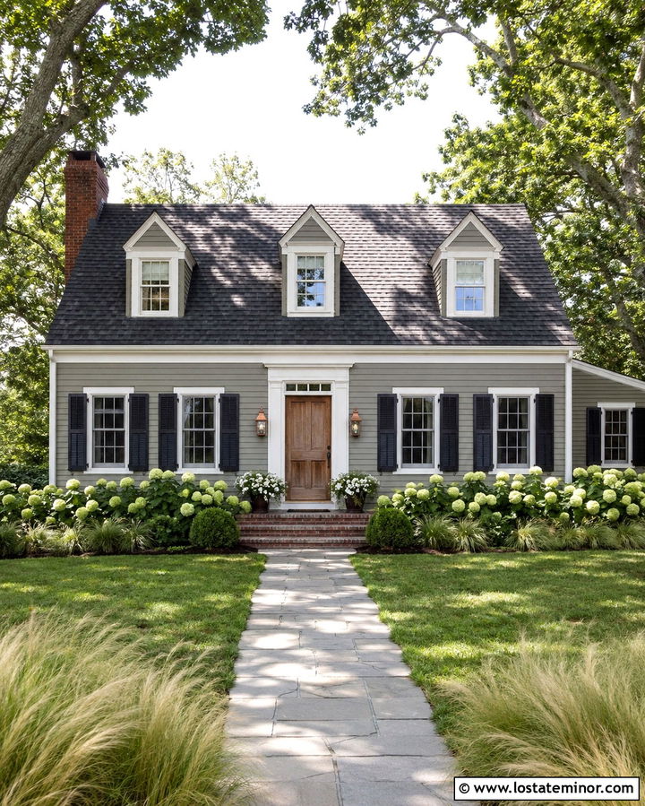 Olive Green Cape Cod House With Copper Lanterns - 30 Olive Green House Design With Light Fixtures Ideas