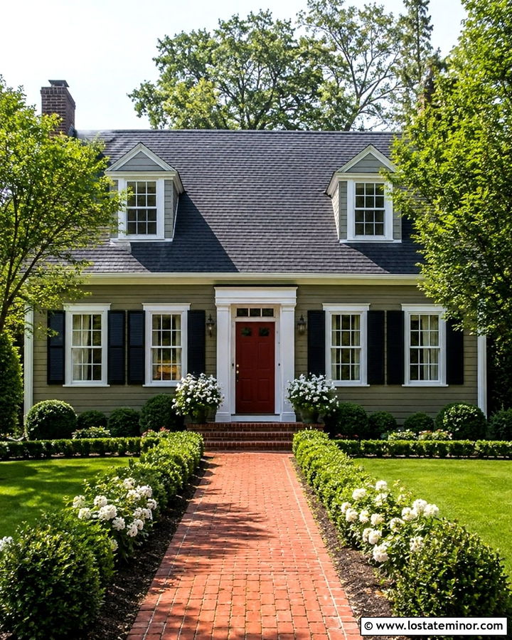 Olive Green Cape Cod With Black Shingles - 30 Olive Green House Design With Shingles Ideas