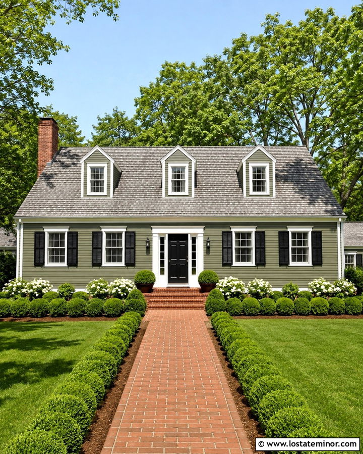 Olive Green Cape Cod With Gable Dormers - 30 Olive Green House Design With Gables Ideas
