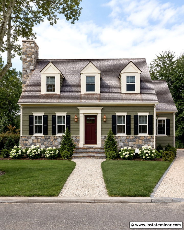 Olive Green Cape Cod With Granite Wainscoting - 30 Olive Green House Design With Wainscoting Ideas