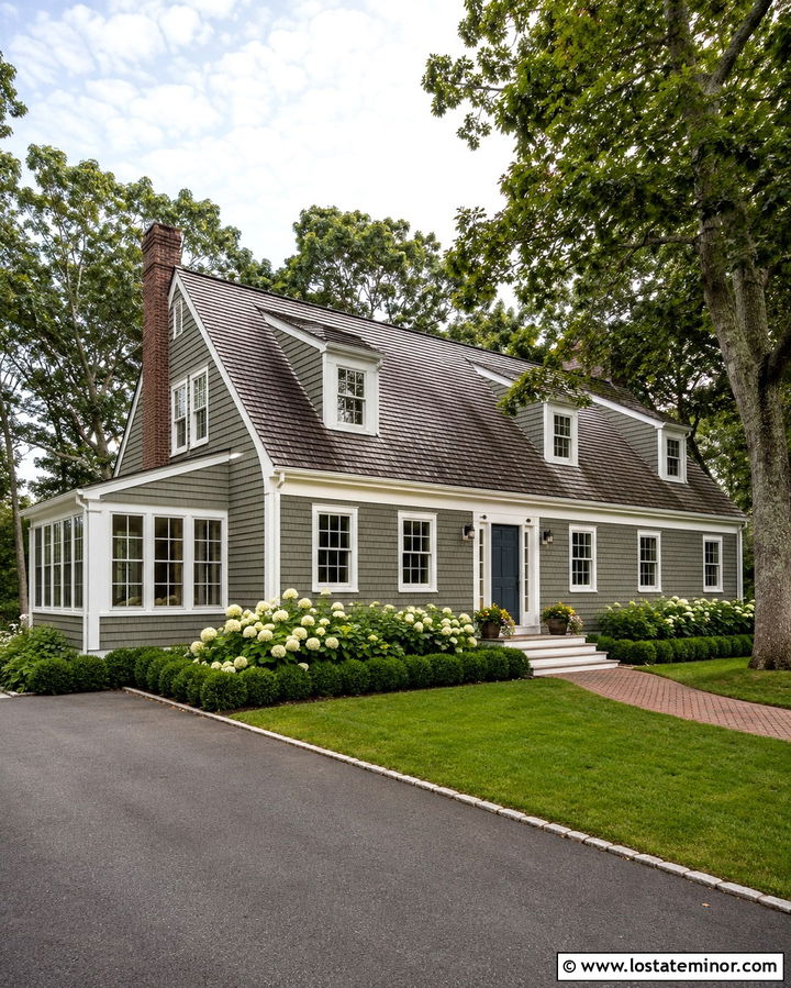 Olive Green Cape Cod With Side Sunroom - 30 Olive Green House Design With Sunroom Ideas