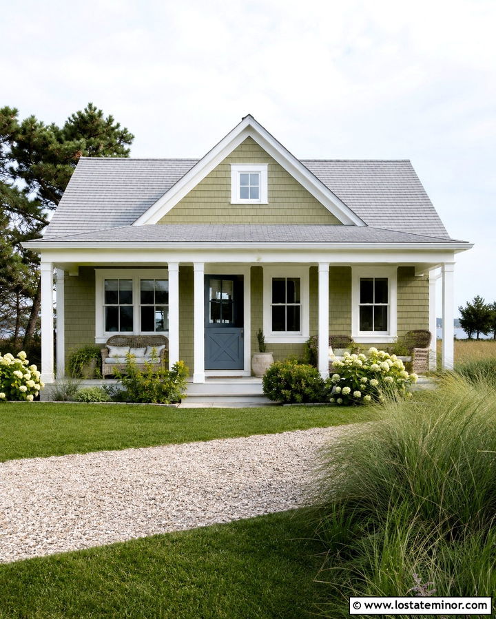Olive Green Coastal House With Blue Dutch Door - 30 Olive Green House Design With Dutch Door Ideas