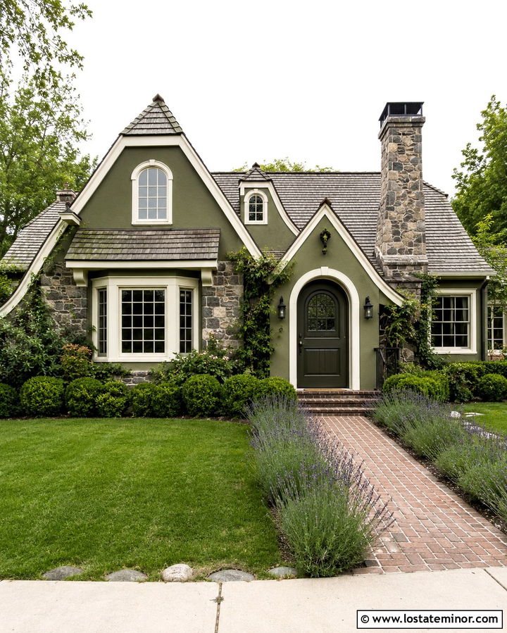 Olive Green Cottage With Arched Dutch Door - 30 Olive Green House Design With Dutch Door Ideas