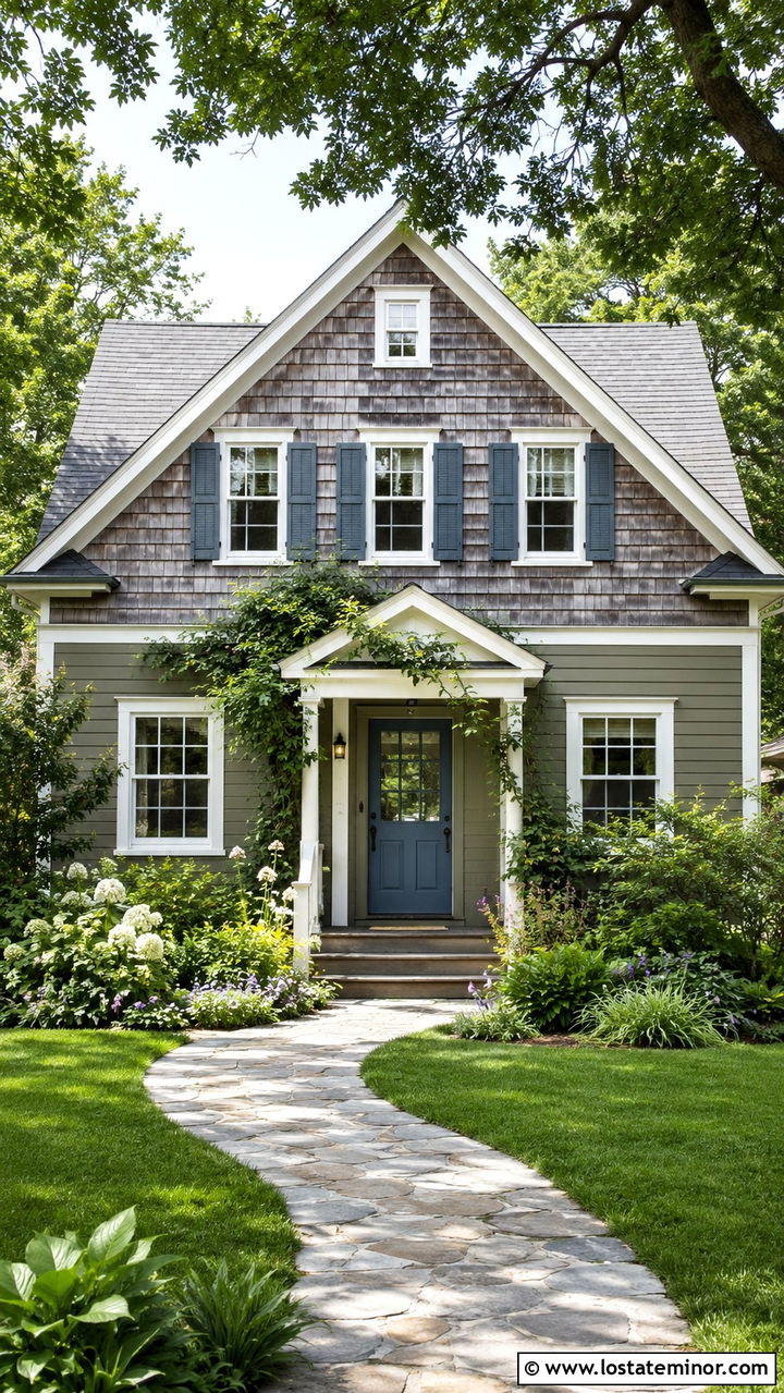Olive Green Cottage With Weathered Cedar Shake - 30 Olive Green House Design With Cedar Shake Ideas