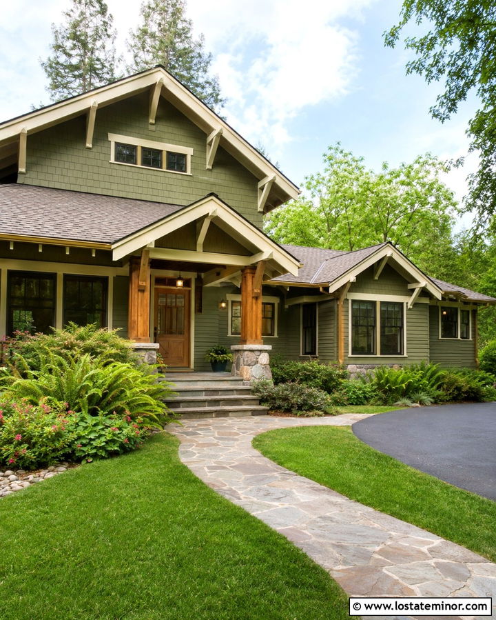 Olive Green Craftsman House With Storm Door - 30 Olive Green House Design With Storm Door Ideas