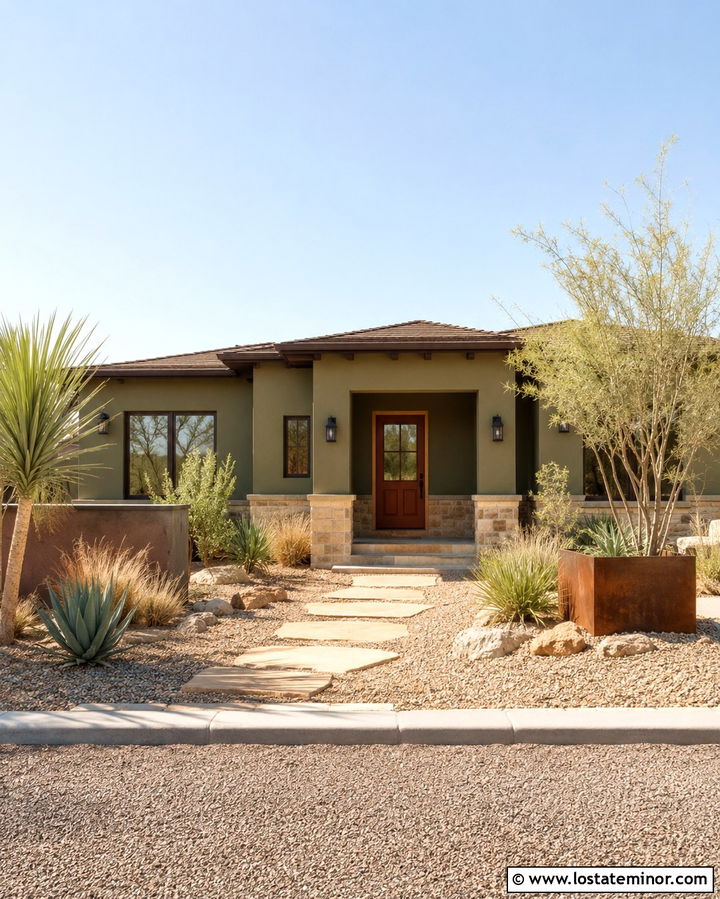 Olive Green Desert House With Rust Dutch Door - 30 Olive Green House Design With Dutch Door Ideas