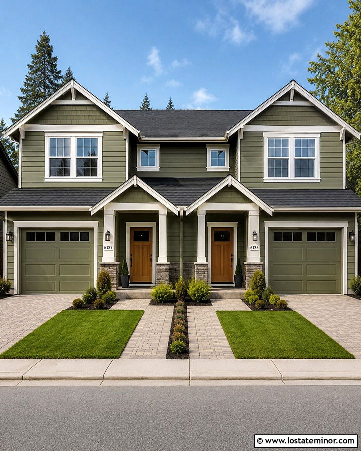 Olive Green Duplex With Matching House Numbers - 30 Olive Green House Design With House Numbers Ideas