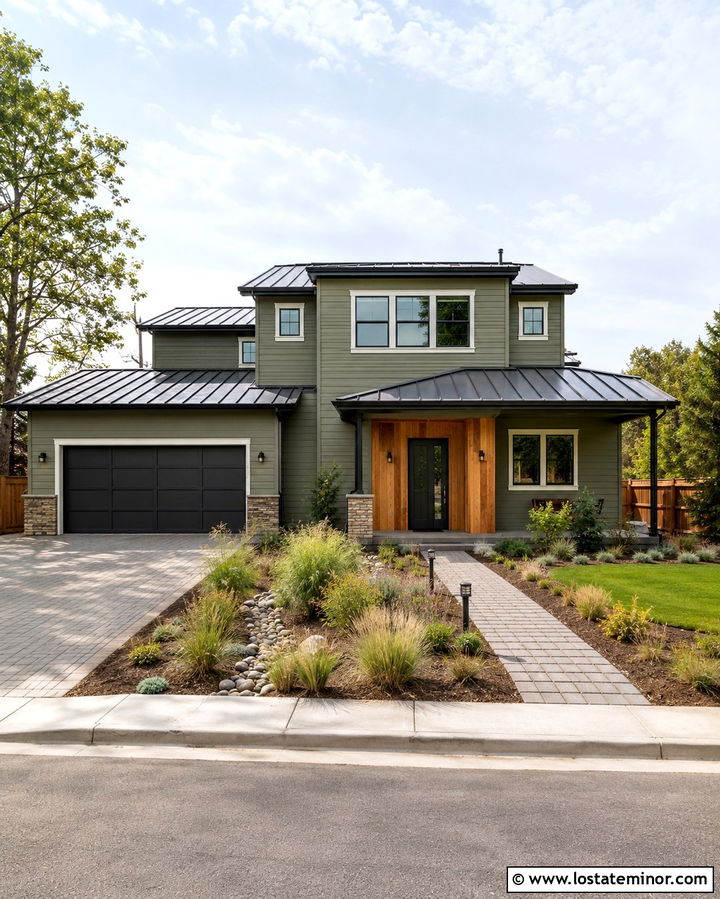 Olive Green Eco House With Solar Lighting - 30 Olive Green House Design With Light Fixtures Ideas