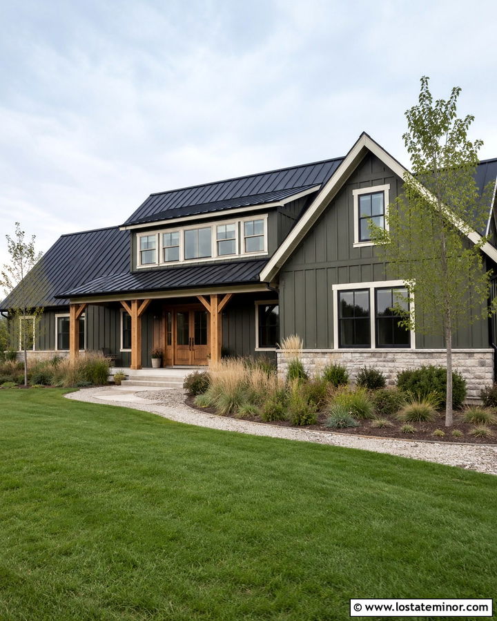 Olive Green Farmhouse With Shed Dormers - 30 Olive Green House Design With Dormers Ideas