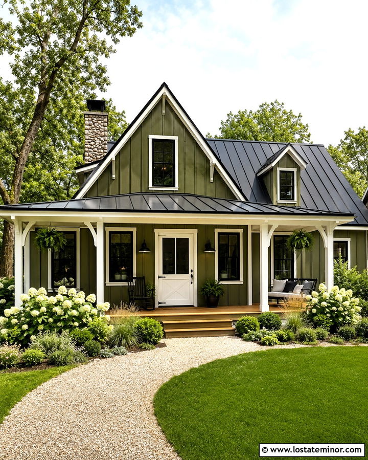 Olive Green Farmhouse With White Dutch Door - 30 Olive Green House Design With Dutch Door Ideas