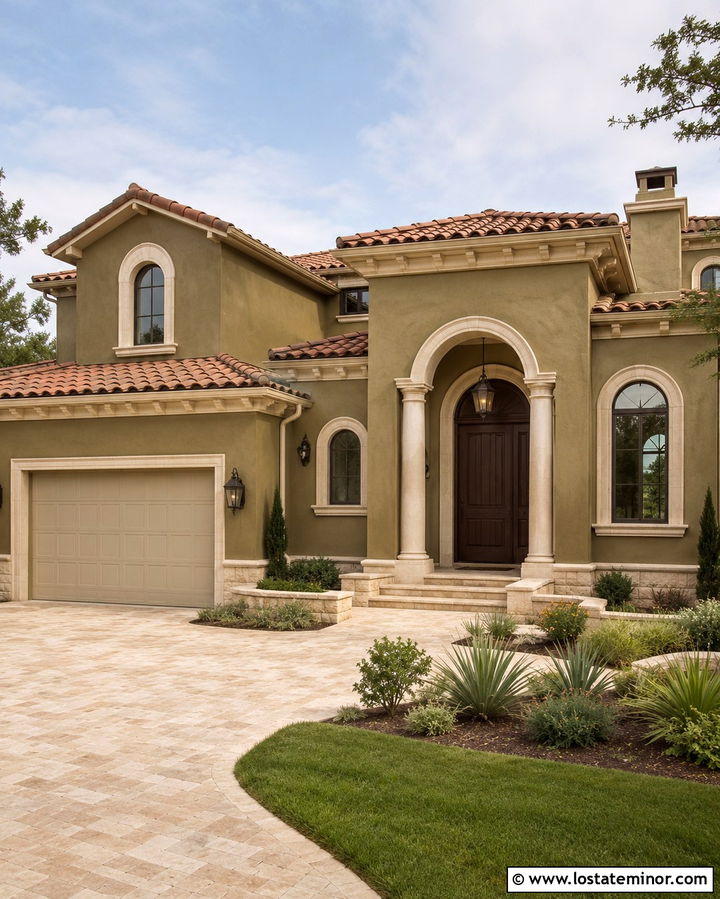 Olive Green House With Beige Trim - 30 Olive Green House Design With Trim Ideas