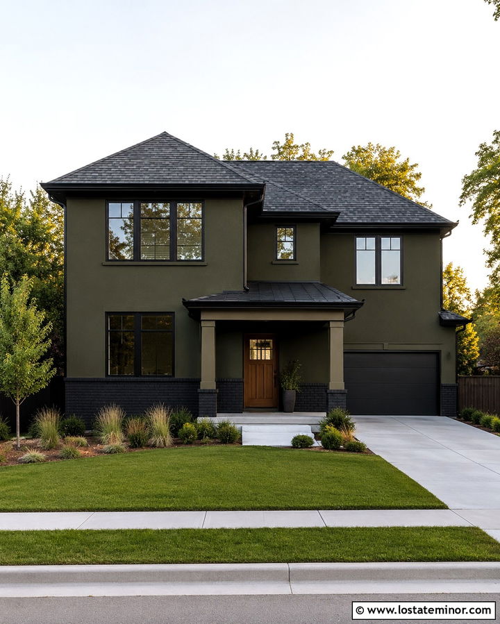 Olive Green House With Black Brick Wainscoting - 30 Olive Green House Design With Wainscoting Ideas