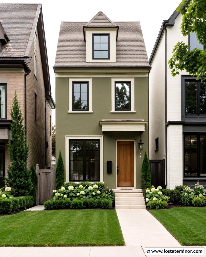 Olive Green House With Black Wall Mailbox - 30 Olive Green House Design With Mailbox Ideas