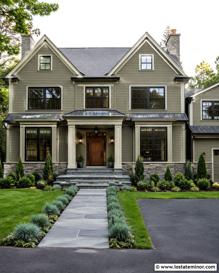 Olive Green House With Bluestone Wainscoting - 30 Olive Green House Design With Wainscoting Ideas