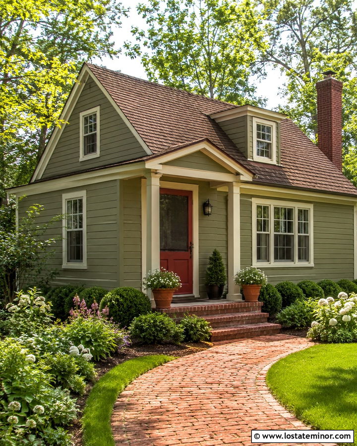 Olive Green House With Brick Red Screen Door - 30 Olive Green House Design With Screen Door Ideas