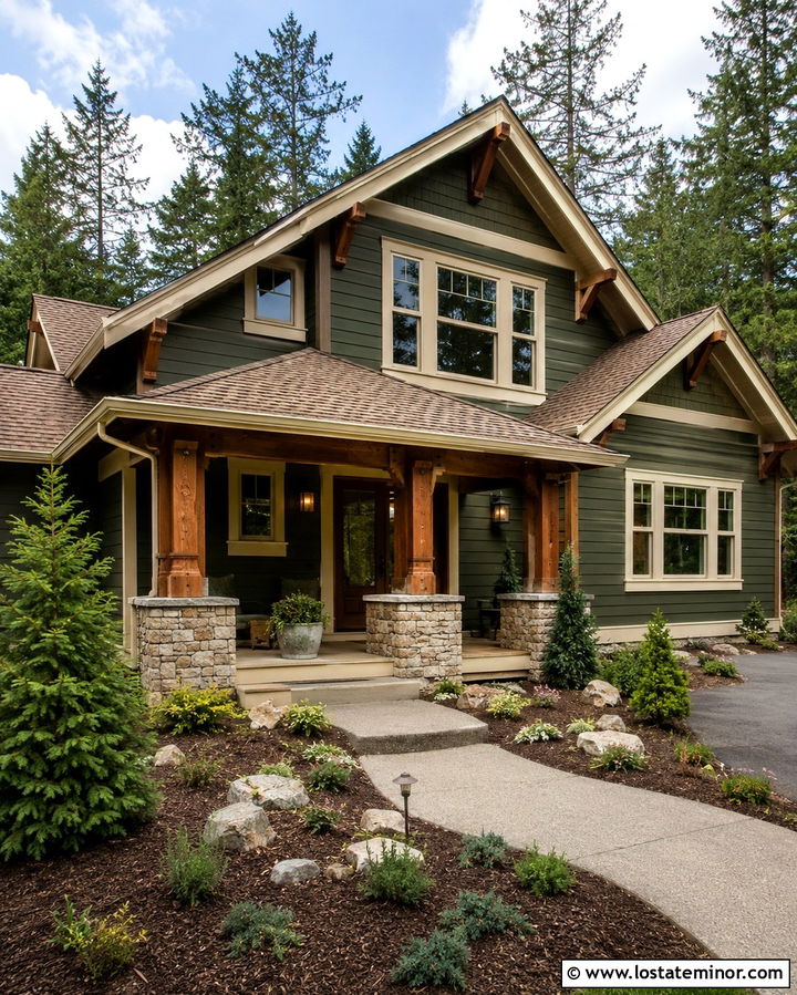 Olive Green House With Bronze Storm Door - 30 Olive Green House Design With Storm Door Ideas