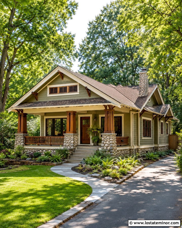 Olive Green House With Brown Shingle Roof - 30 Olive Green House Design With Roof Ideas
