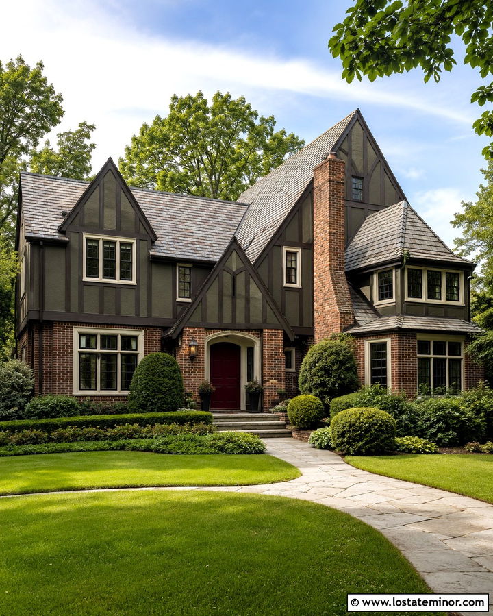 Olive Green House With Burgundy Front Door - 30 Olive Green House Design With Front Door Ideas