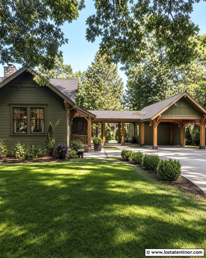 Olive Green House With Carport Breezeway - 30 Olive Green House Design With Carport Ideas