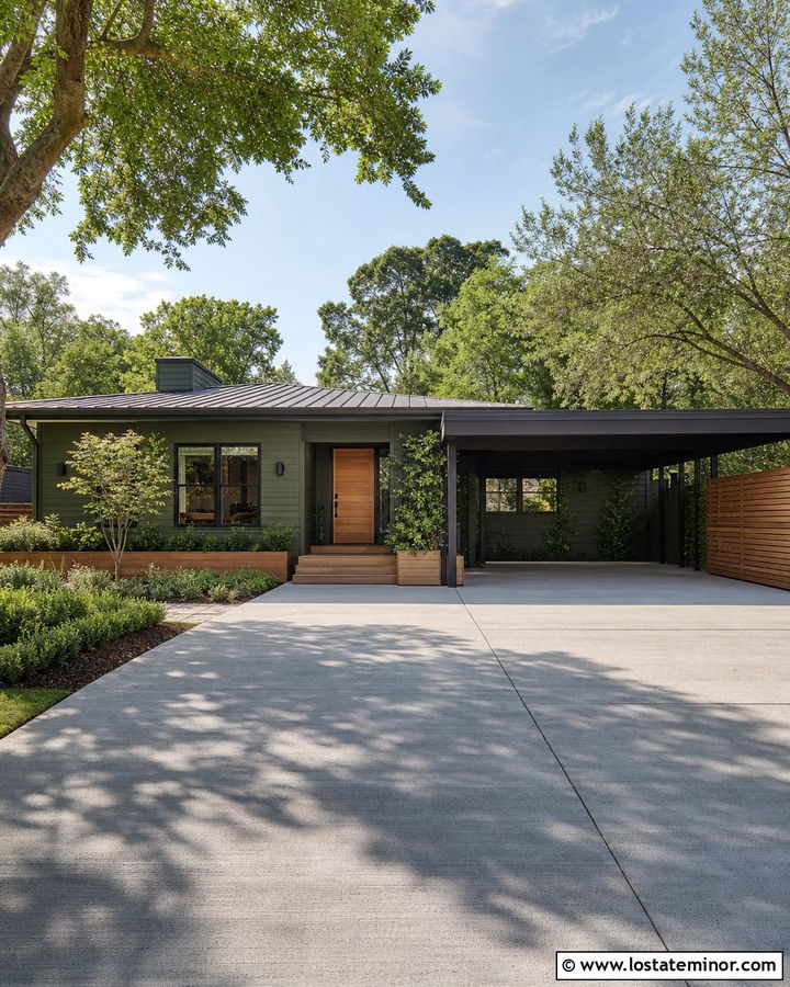 Olive Green House With Carport Privacy Screen - 30 Olive Green House Design With Carport Ideas