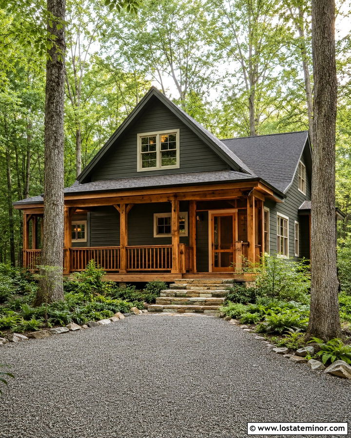 Olive Green House With Cedar Porch - 30 Olive Green House Design With Screen Door Ideas