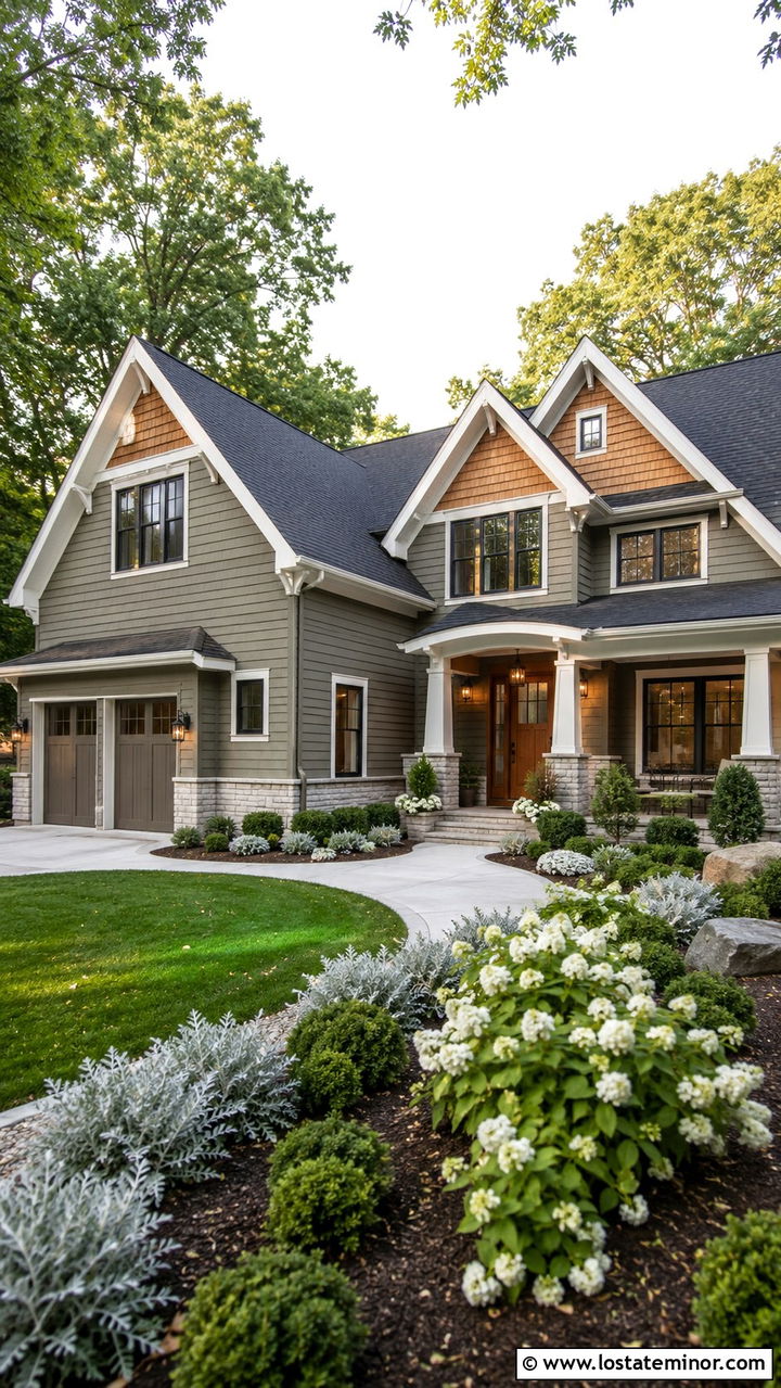 Olive Green House With Cedar Shake And Gray Roof - 30 Olive Green House Design With Cedar Shake Ideas