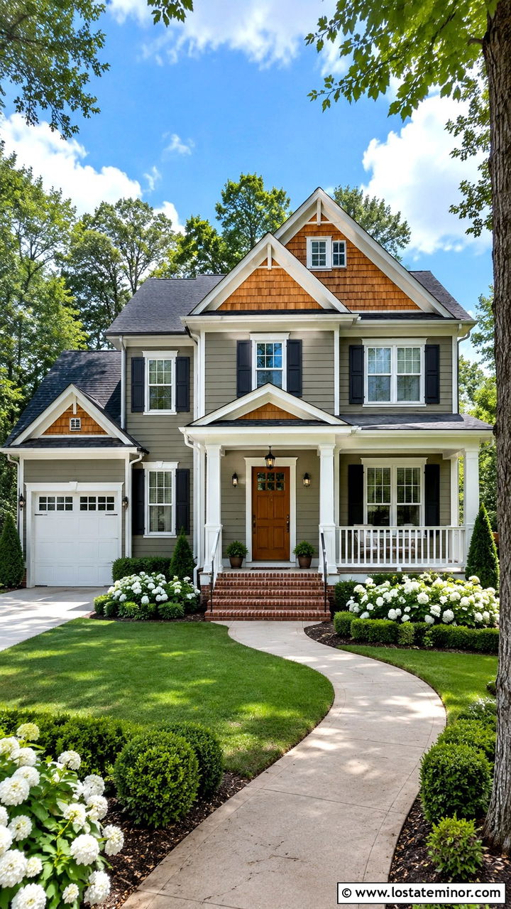 Olive Green House With Cedar Shake And White Trim - 30 Olive Green House Design With Cedar Shake Ideas
