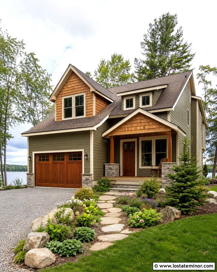 Olive Green House With Cedar Shingle Accents - 30 Olive Green House Design With Shingles Ideas