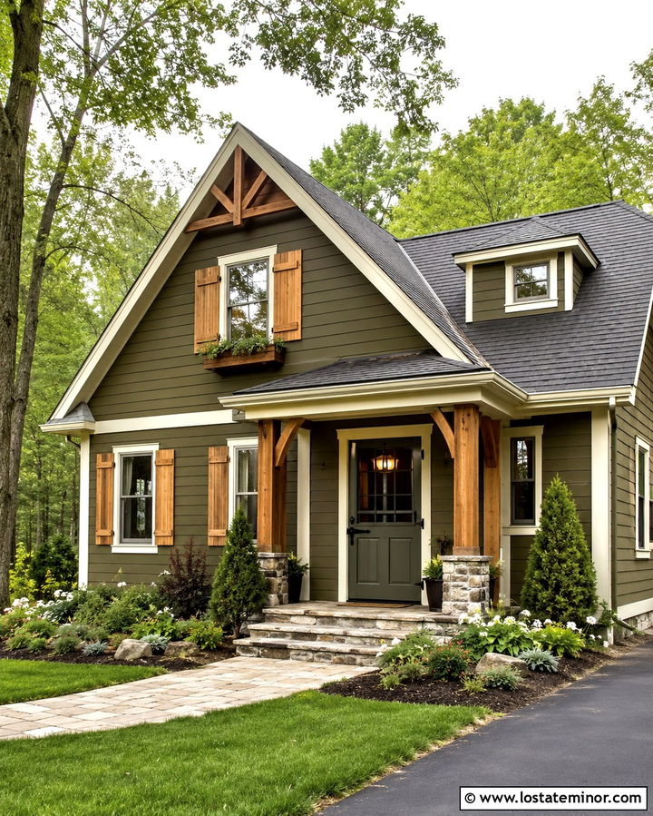 Olive Green House With Cedar Shutters - 30 Olive Green House Design With Dutch Door Ideas